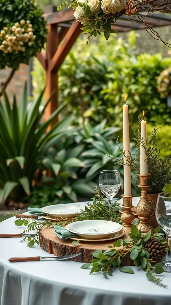 A beautifully arranged table for a summer garden party with natural touches.