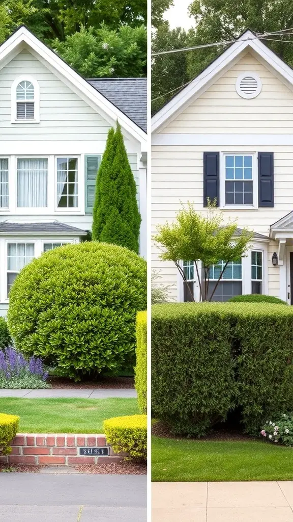 Comparison of formal and informal bush arrangements in front of houses