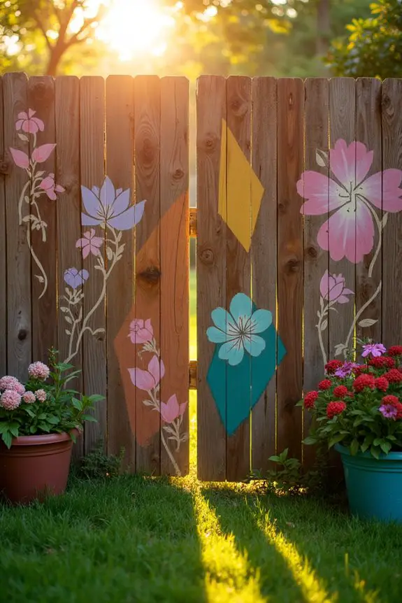 artistic stenciled garden fence