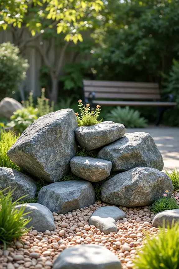 asymmetrical stone garden design