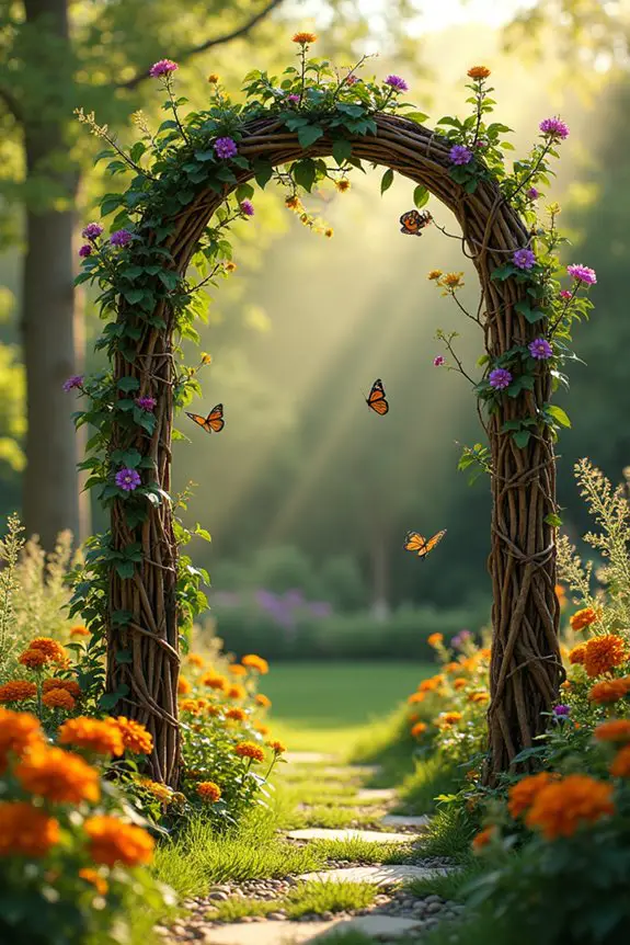 branch weaving garden trellis