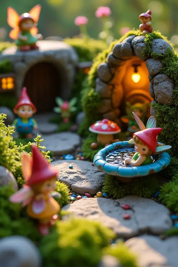 colorful fairy figurine placement