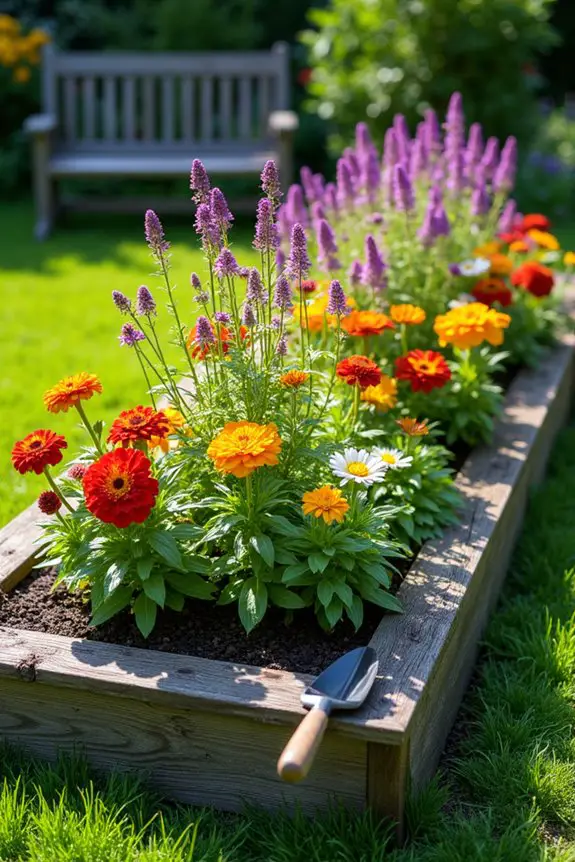 colorful raised flower beds