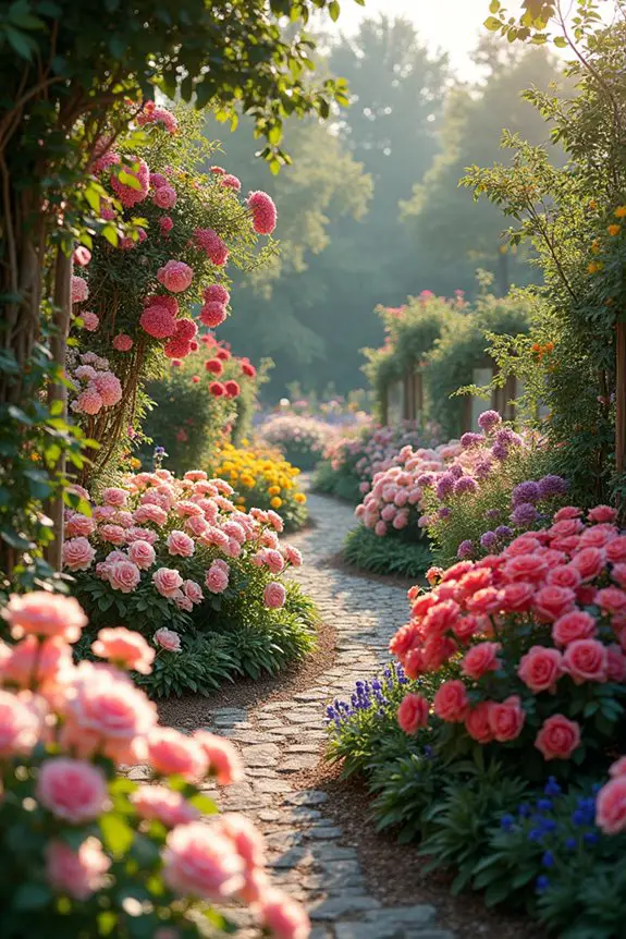 colorful rose garden arrangements