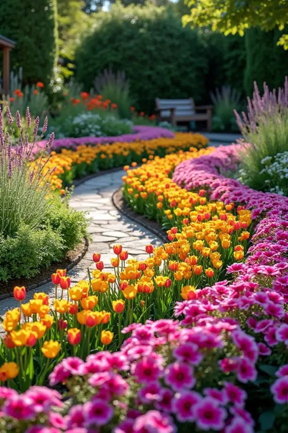 connected vibrant flower beds