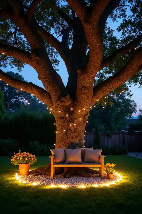 cozy circular tree lighting