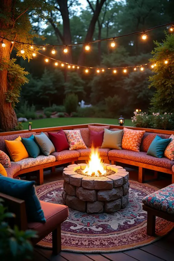 cozy inviting fire pit seating