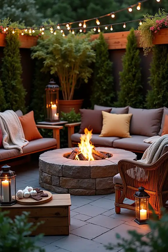 cozy rustic fire pit seating