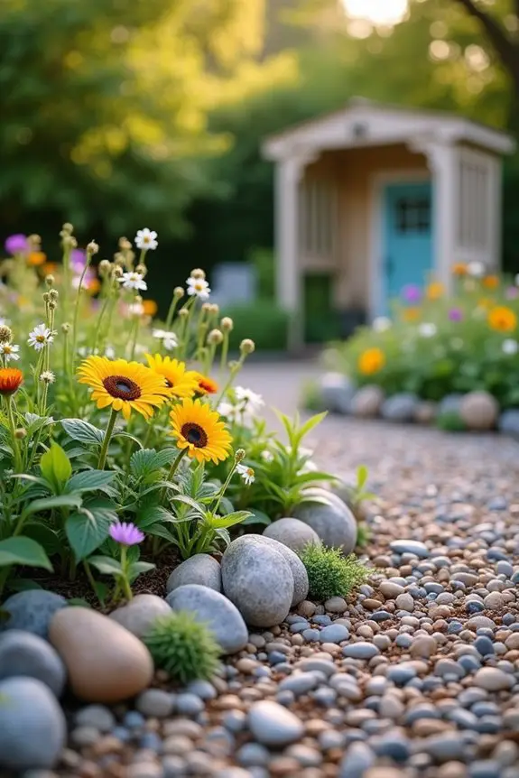 creative pebble garden edge