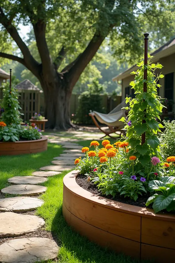 curved raised garden bed construction