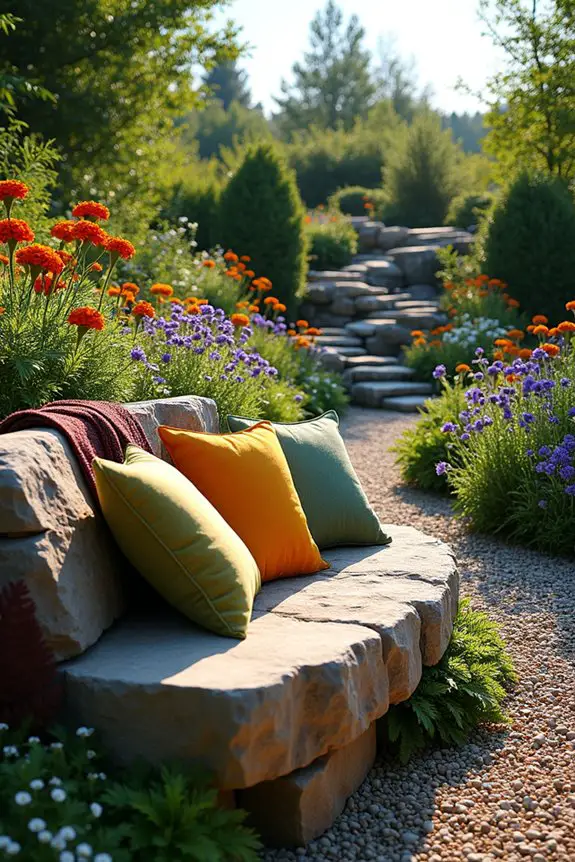 curved stone bench oasis