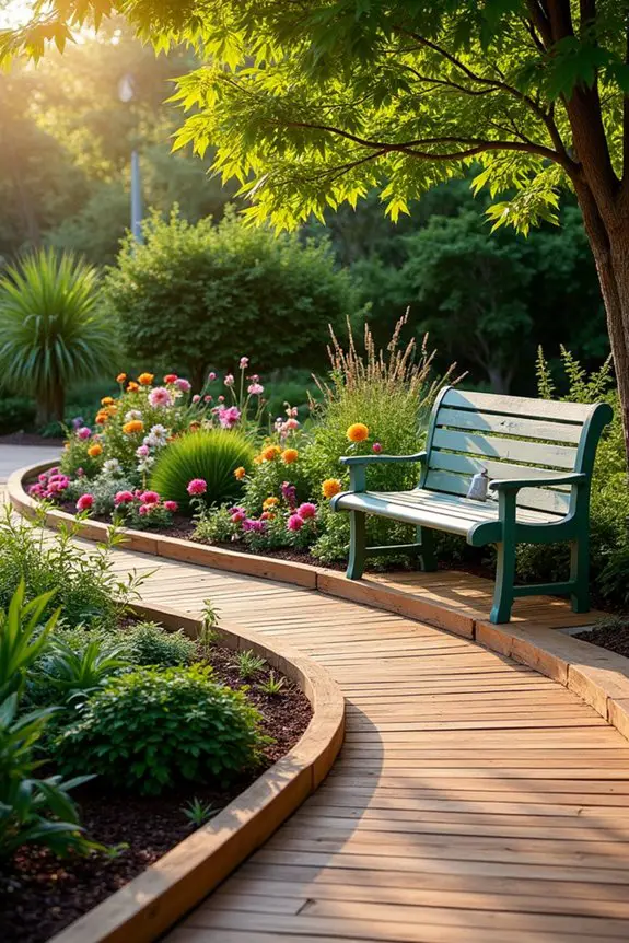 curved wooden garden edging