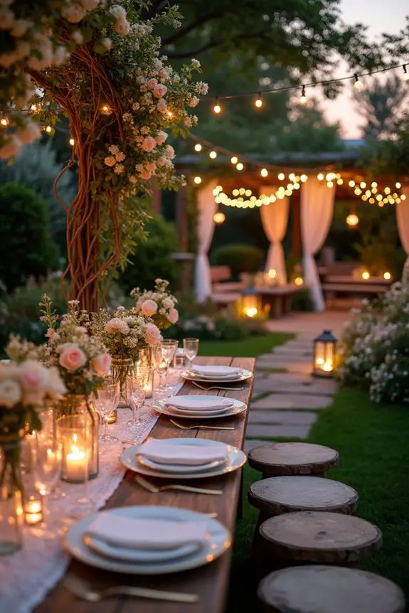 enchanting garden wedding lighting