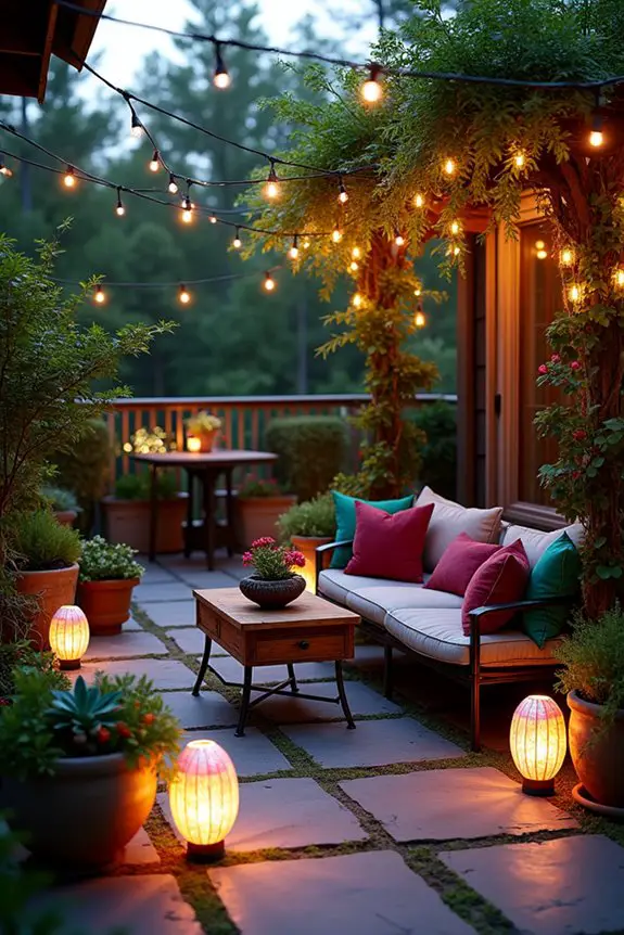 enchanting terrace garden lighting
