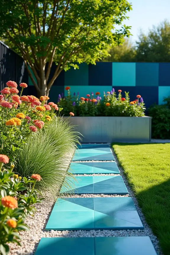 geometric tile garden borders