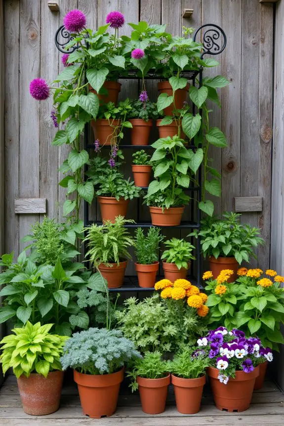 layered garden plant arrangement