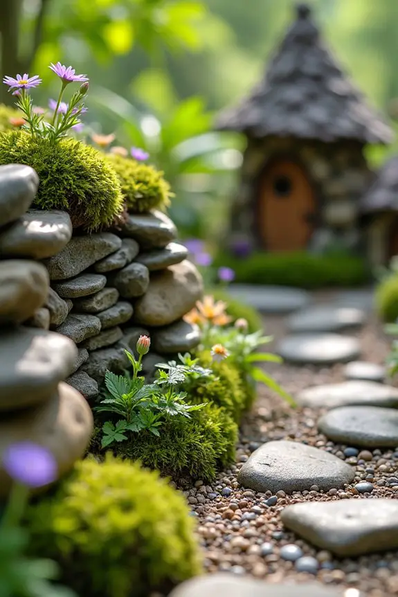 moss covered stone fairy garden