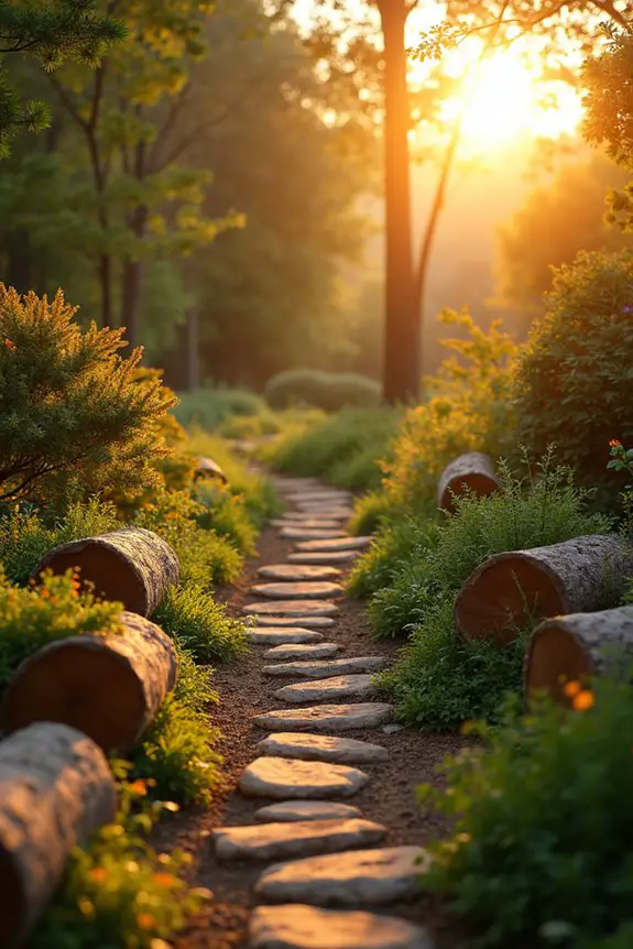 natural garden log border