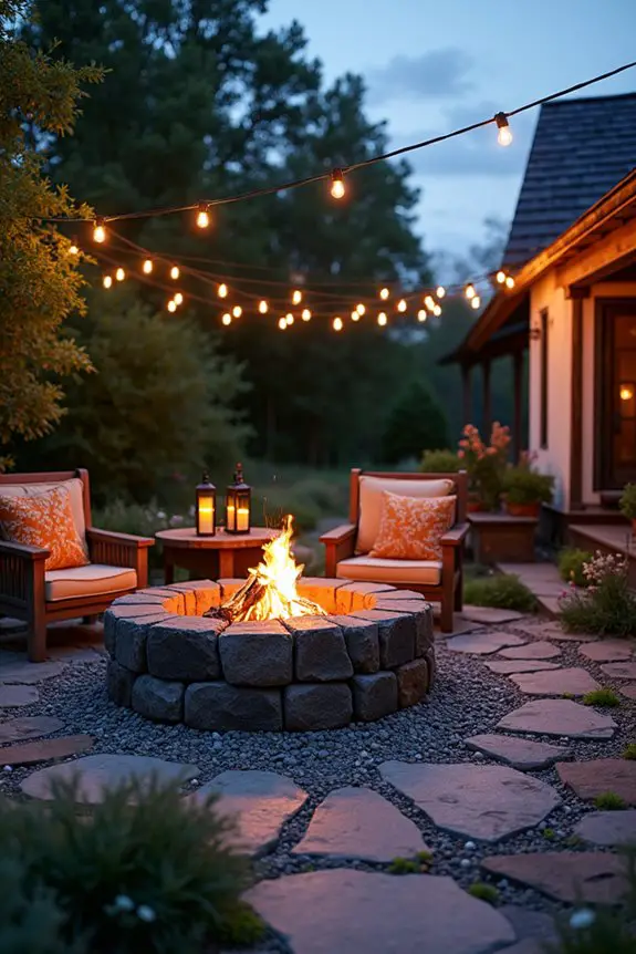 rustic stone fire pit