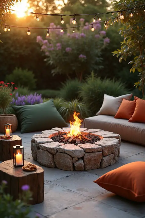 rustic stone fire pit
