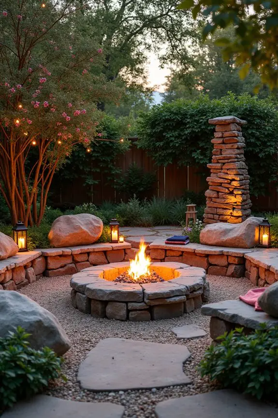 rustic stone fire pit design