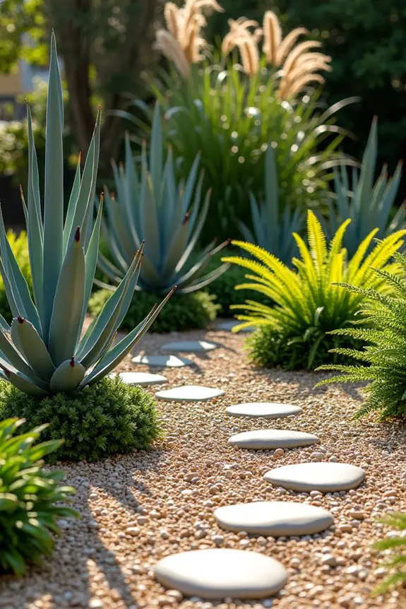 sculptural plants in gravel