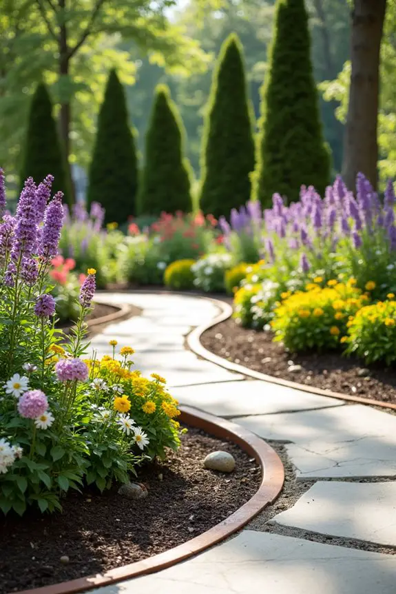 sinuous metal garden edging