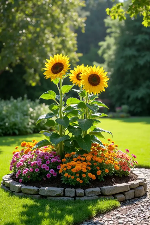 stunning circular flower bed