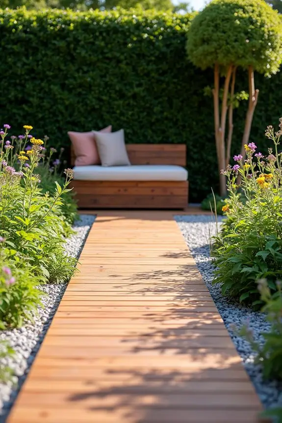 stylish wooden garden path