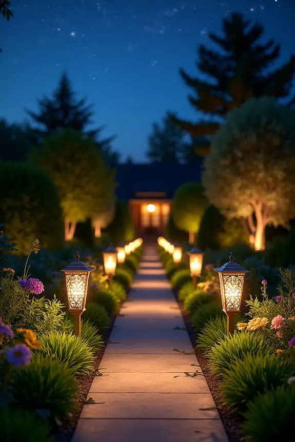 symmetrical garden bed lighting