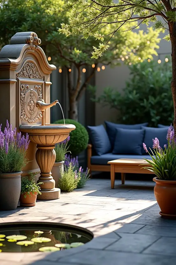 tranquil terrace water features