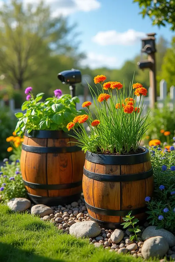 whiskey barrel garden planters