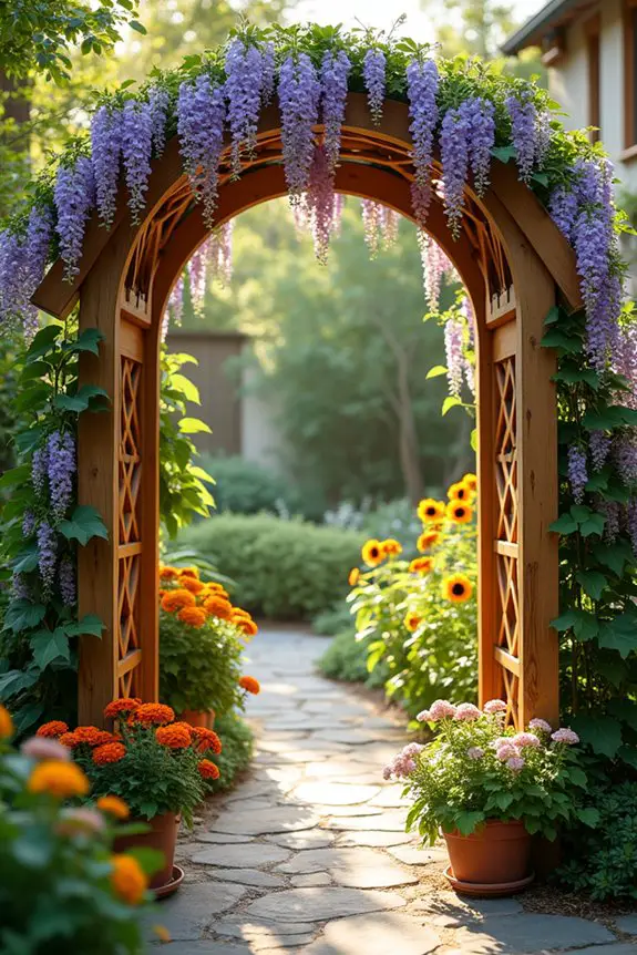 arched wooden garden trellis