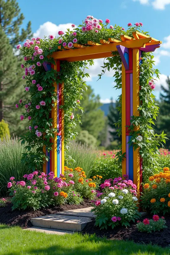 colorful garden trellis ideas