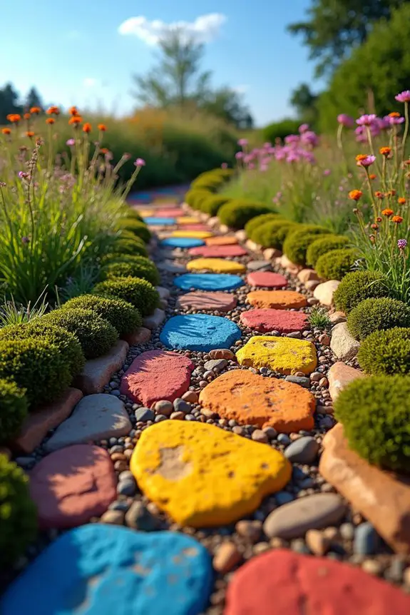 colorful stone garden borders
