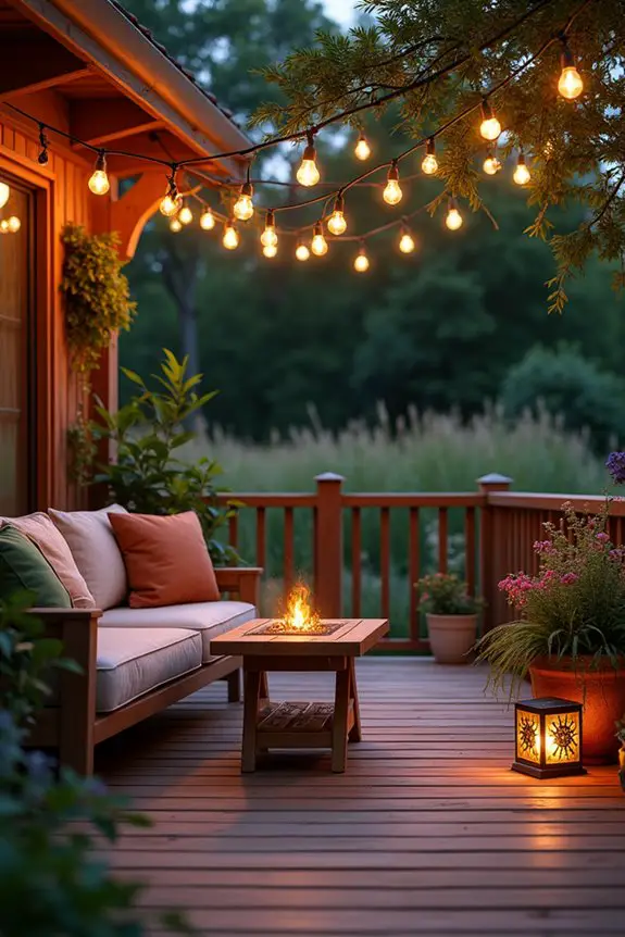 cozy layered outdoor lighting