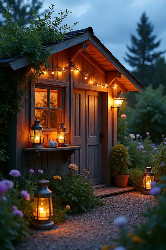 cozy outdoor shed lighting