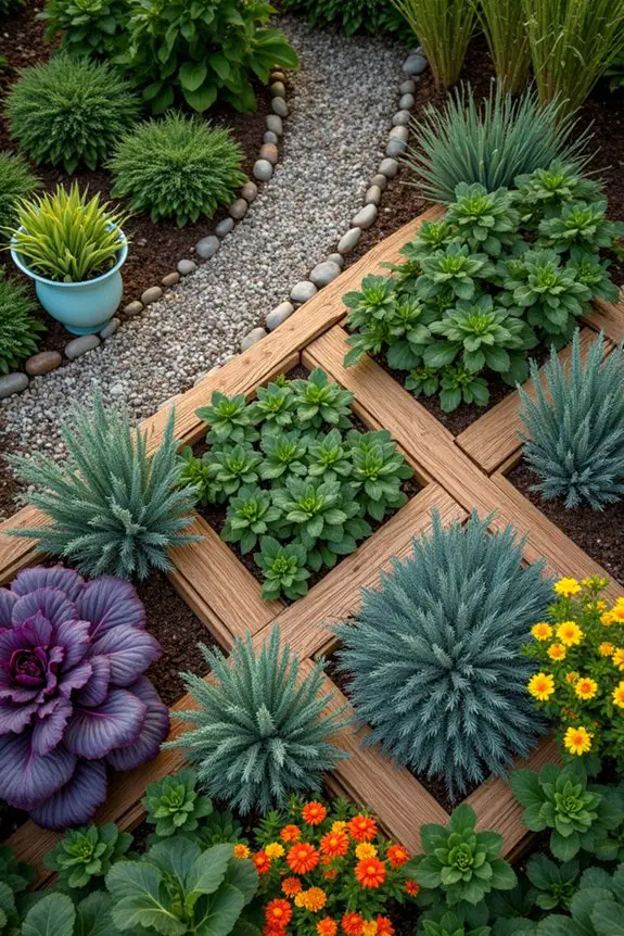 creative patterned garden beds