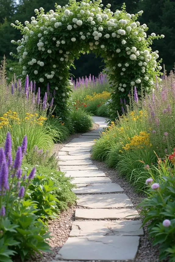 curvy pathways enhance garden aesthetics
