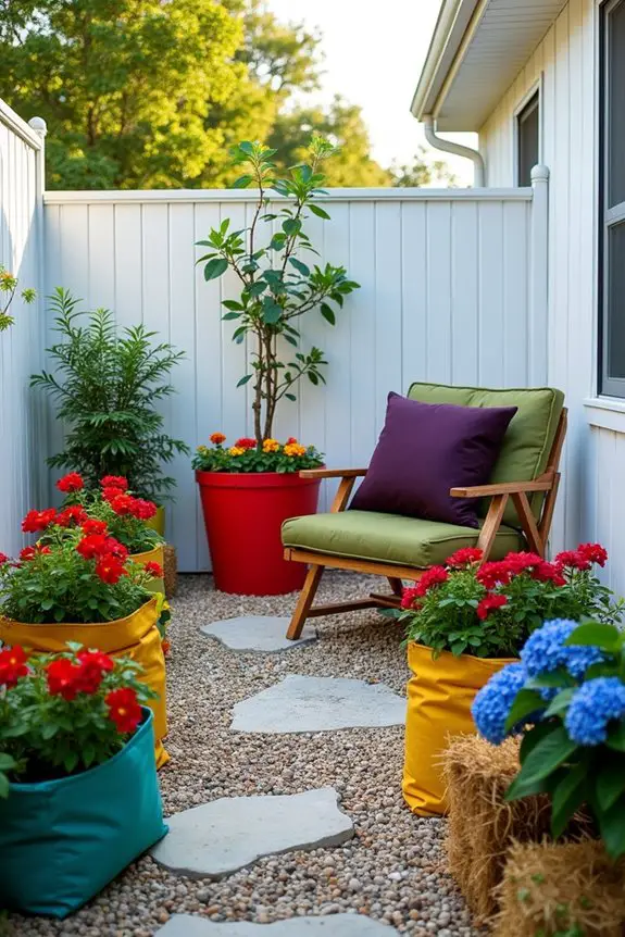 eclectic courtyard garden colors
