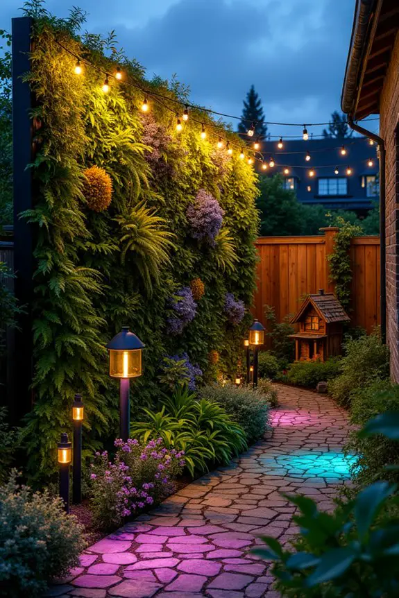 enchanting vertical garden lighting