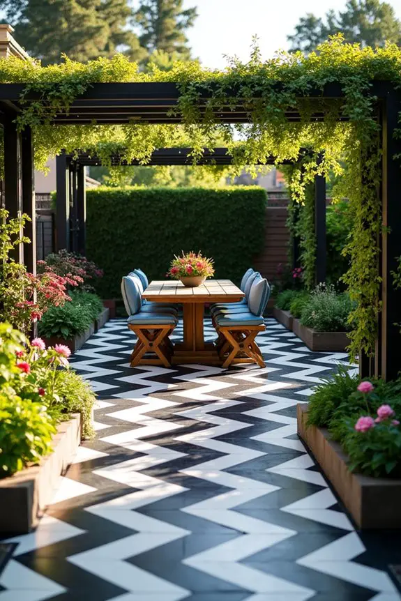 geometric tile patio designs