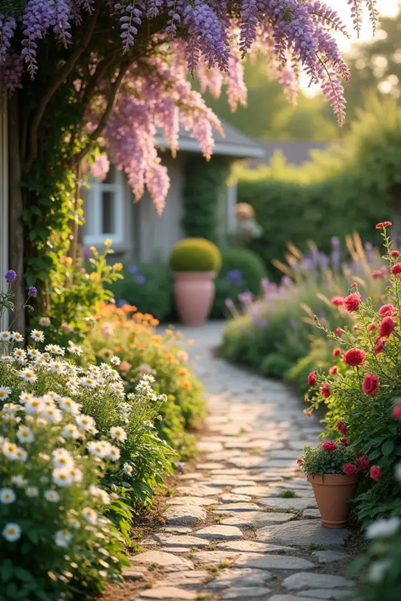 harmonious cottage garden colors