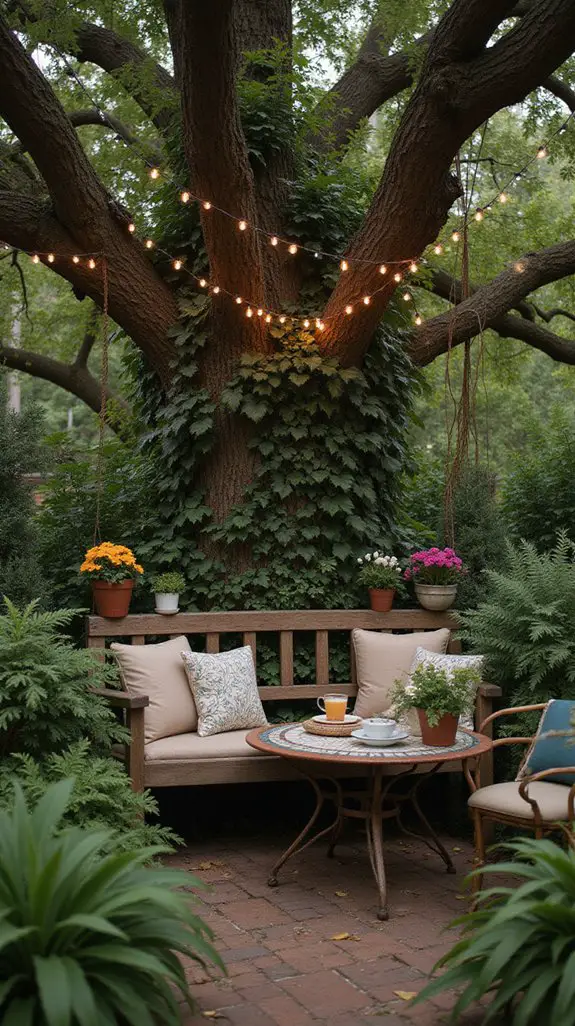 inviting garden seating area