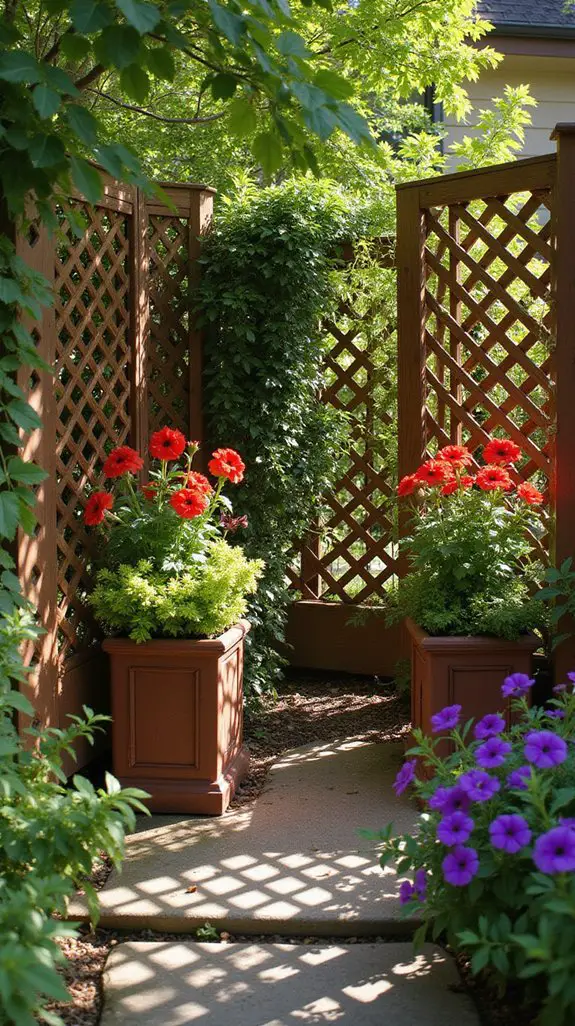 lattice fence with planters