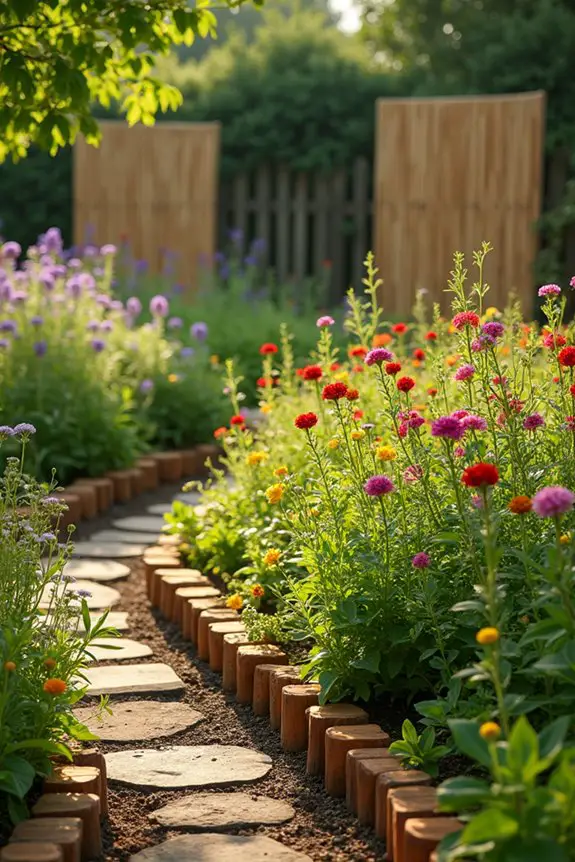 natural wood garden borders
