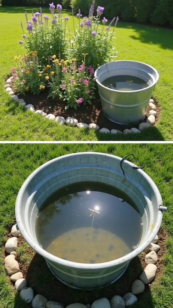 repurposed bucket pond creation