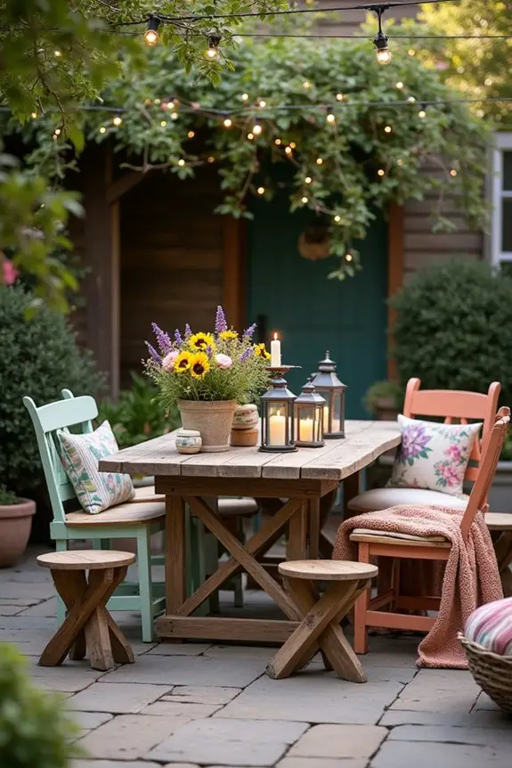 rustic patio furniture arrangement