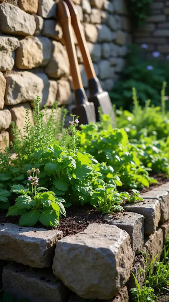 rustic stone garden beds