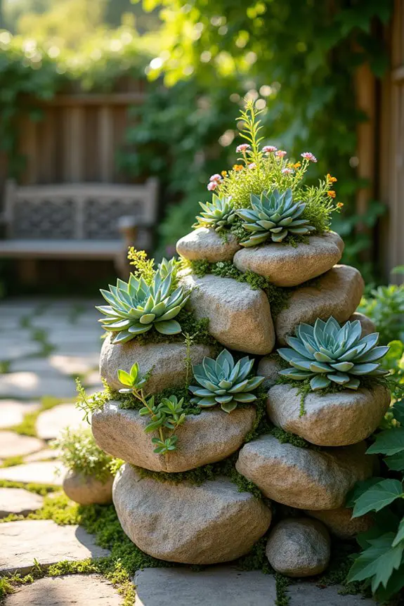 rustic stone planter charm
